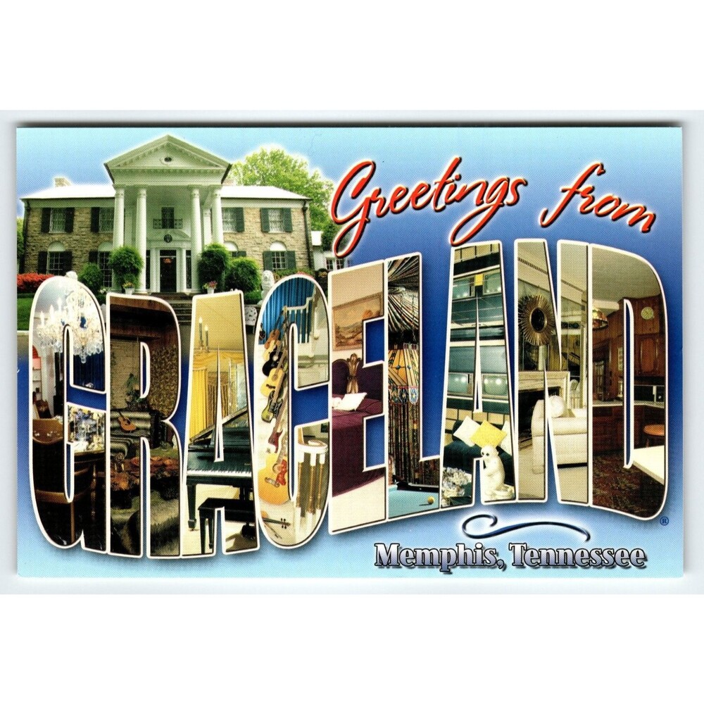 Vintage Greetings From Graceland Memphis Large Letter Photochrome Postcard